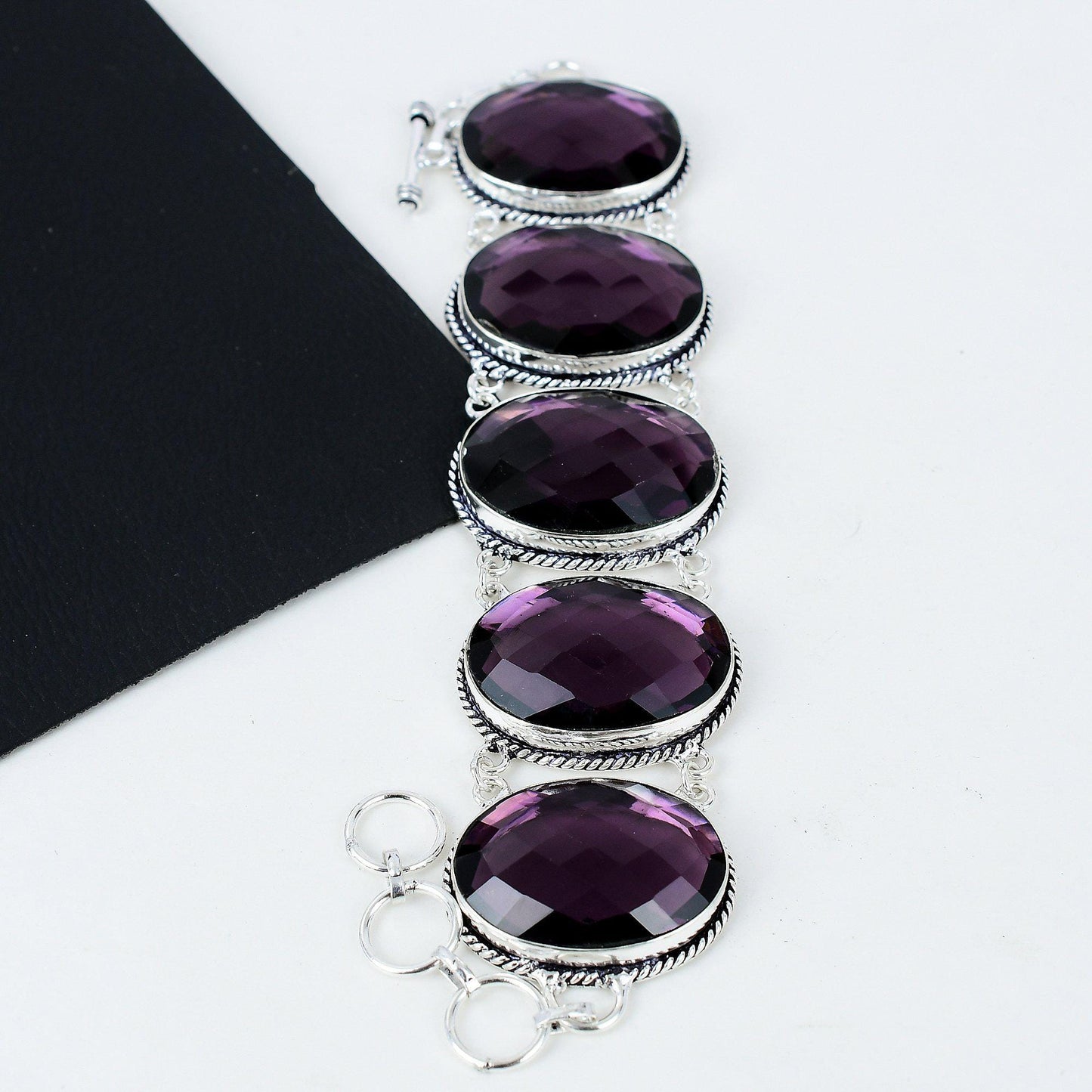 Purple Amethyst Sterling Silver Bracelet