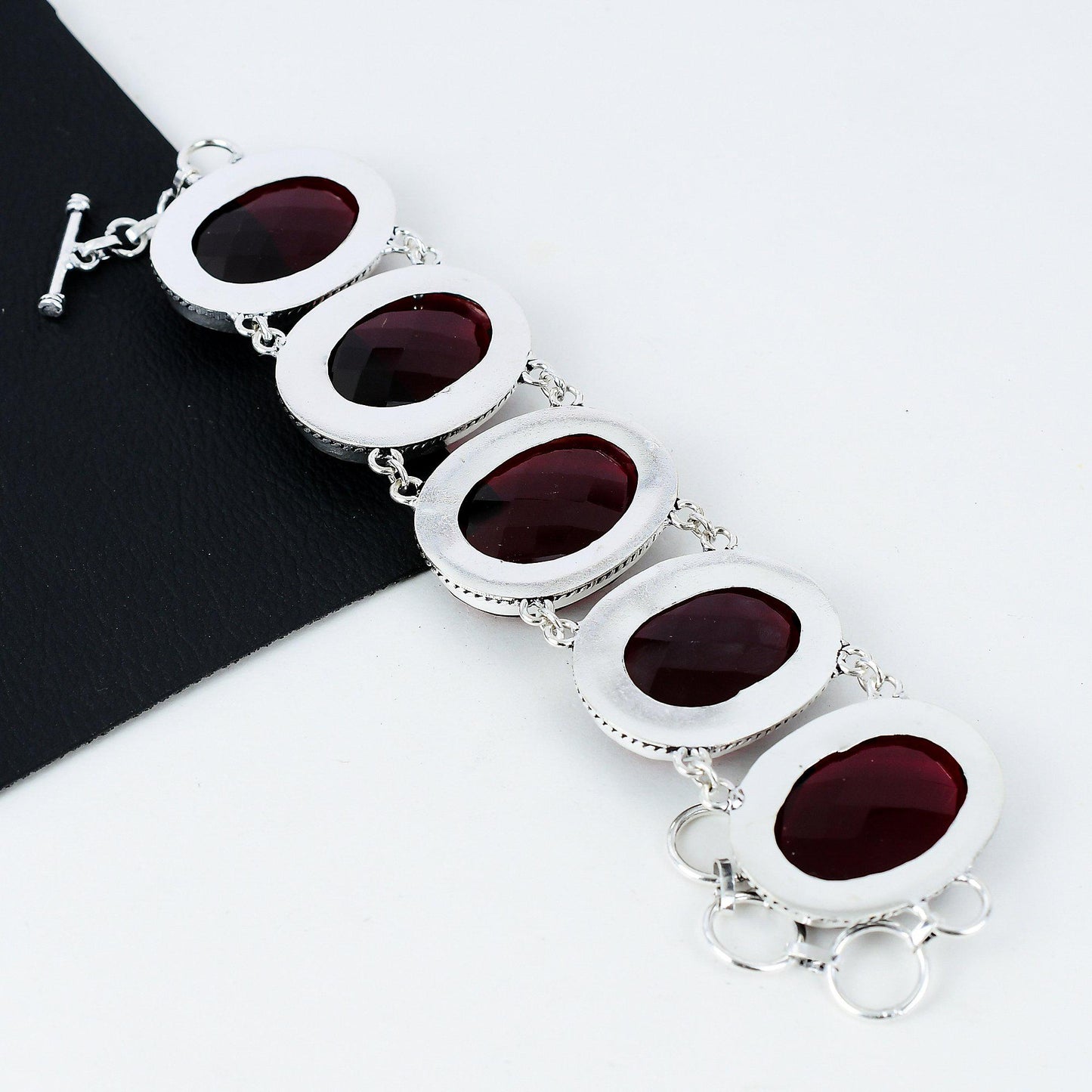 Red Garnet Sterling Silver Bracelet