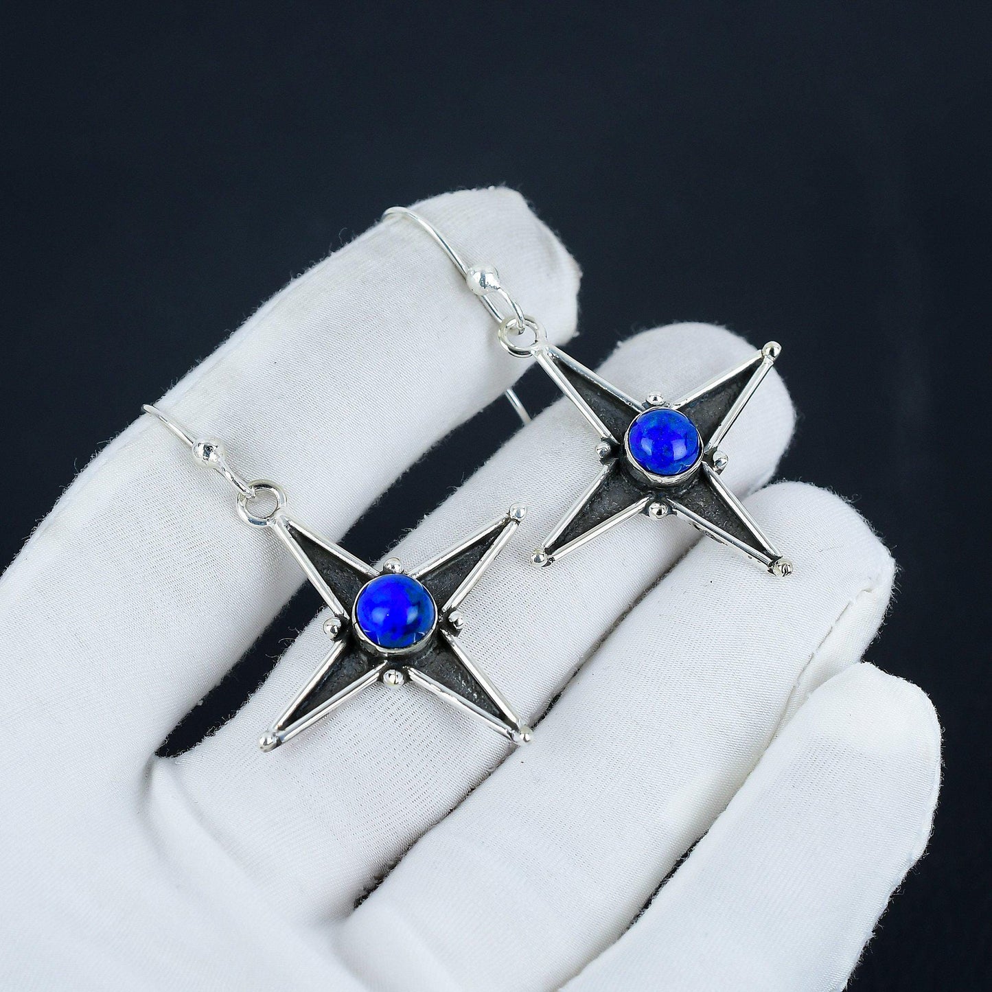 Blue Lapis Lazuli Gemstone Earrings