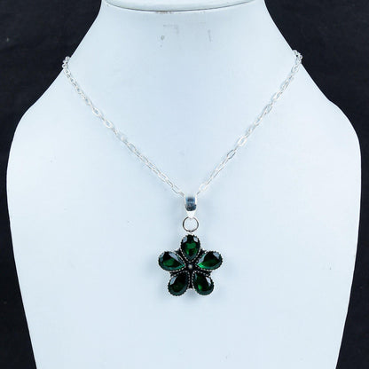 Green Tourmaline Flower Pendant