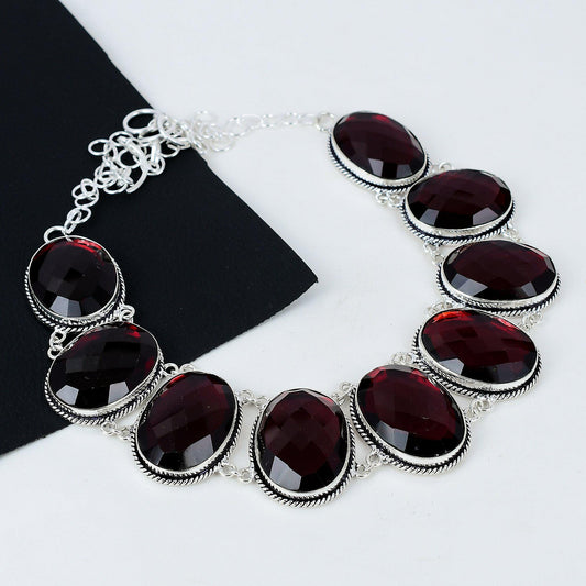 Red Garnet Sterling Silver Necklace