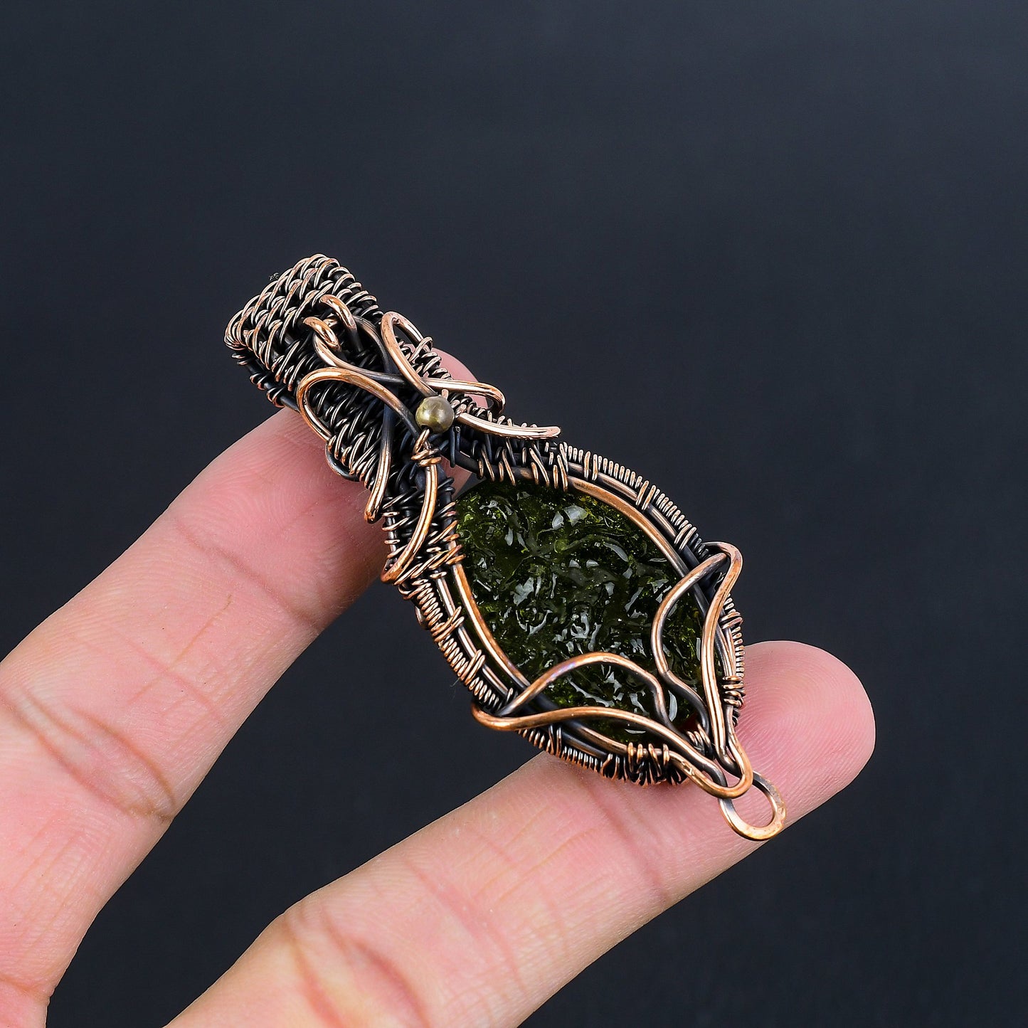 Green Moldavite Gemstone Pendant