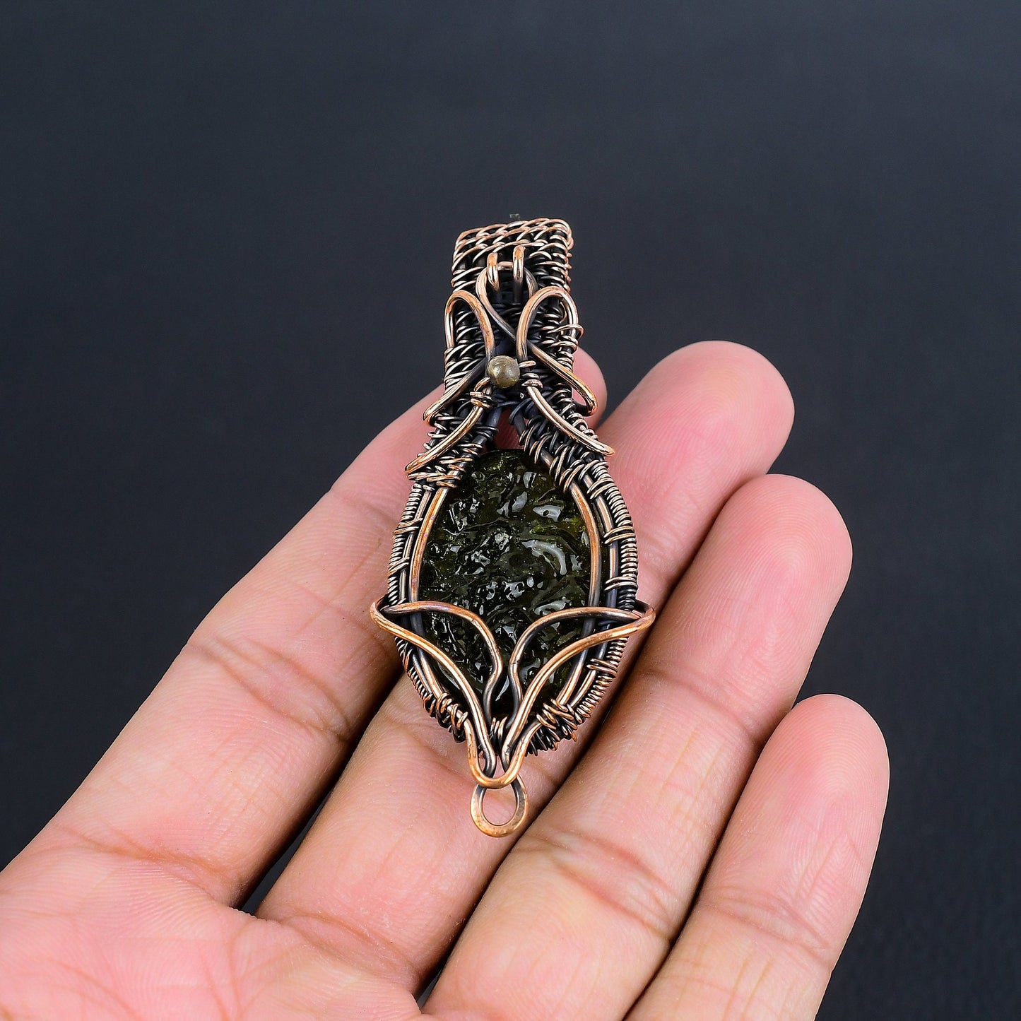 Green Moldavite Gemstone Pendant