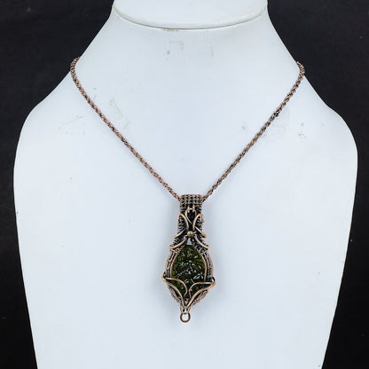 Green Moldavite Gemstone Pendant