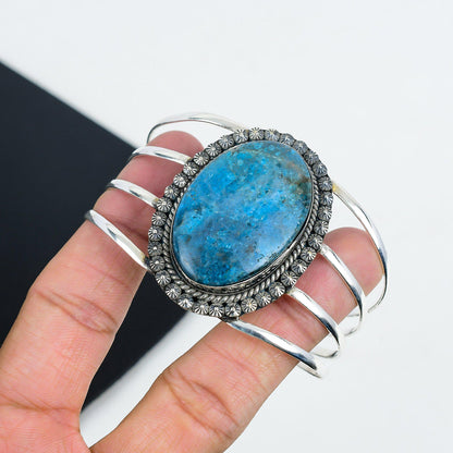 Blue Apatite Sterling Silver Cuff Bracelet