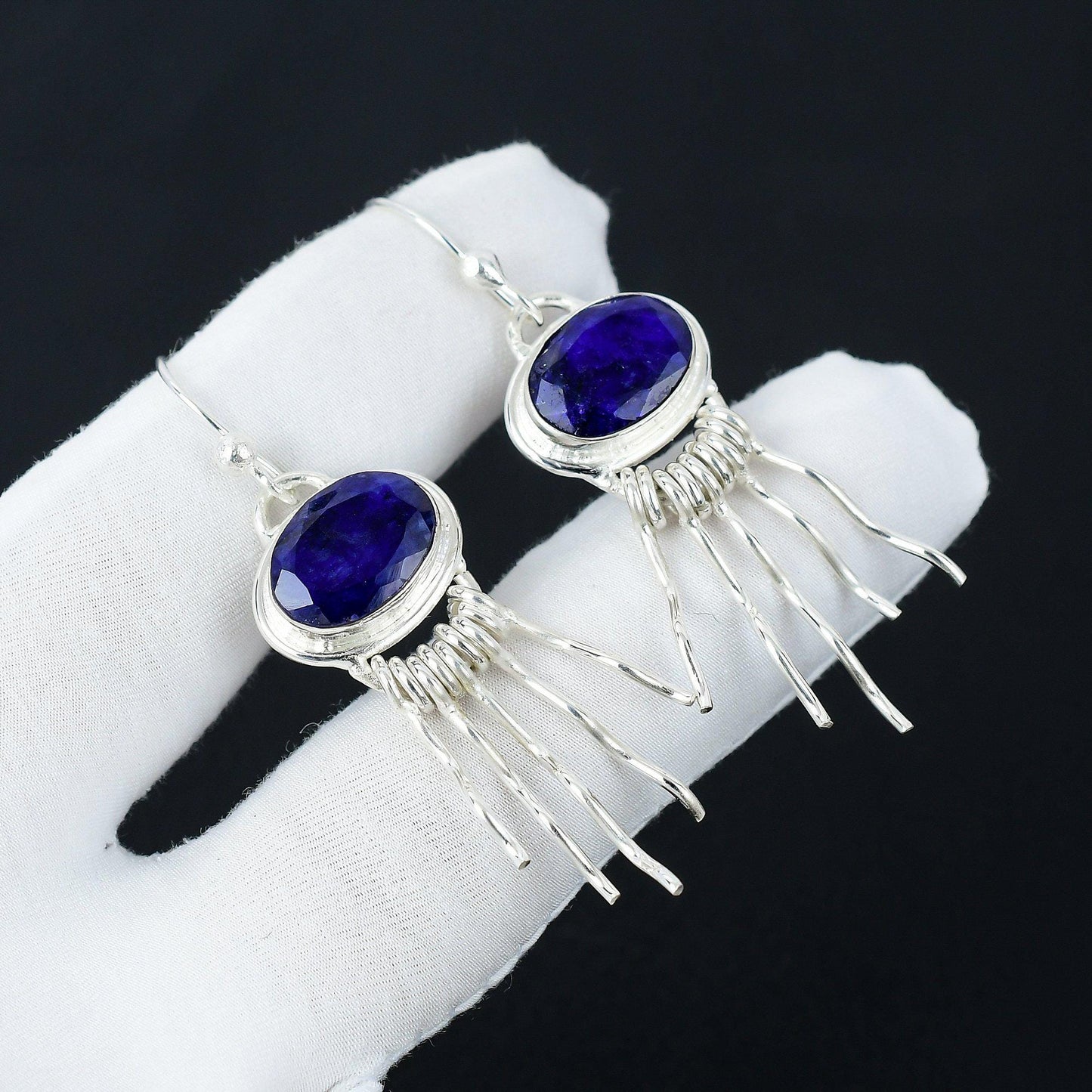 Blue Sapphire Gemstone Earrings