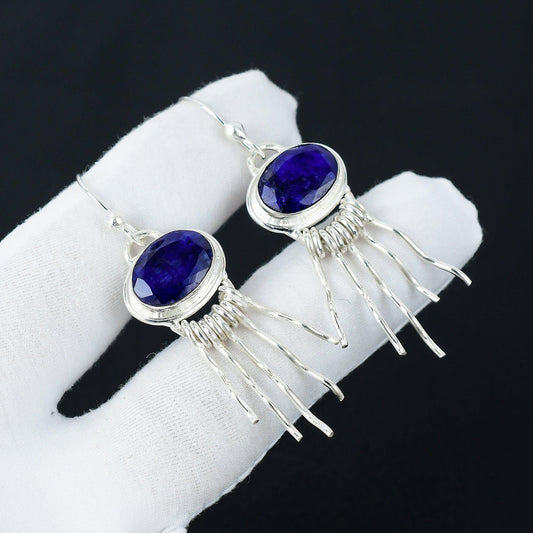 Blue Sapphire Gemstone Earrings