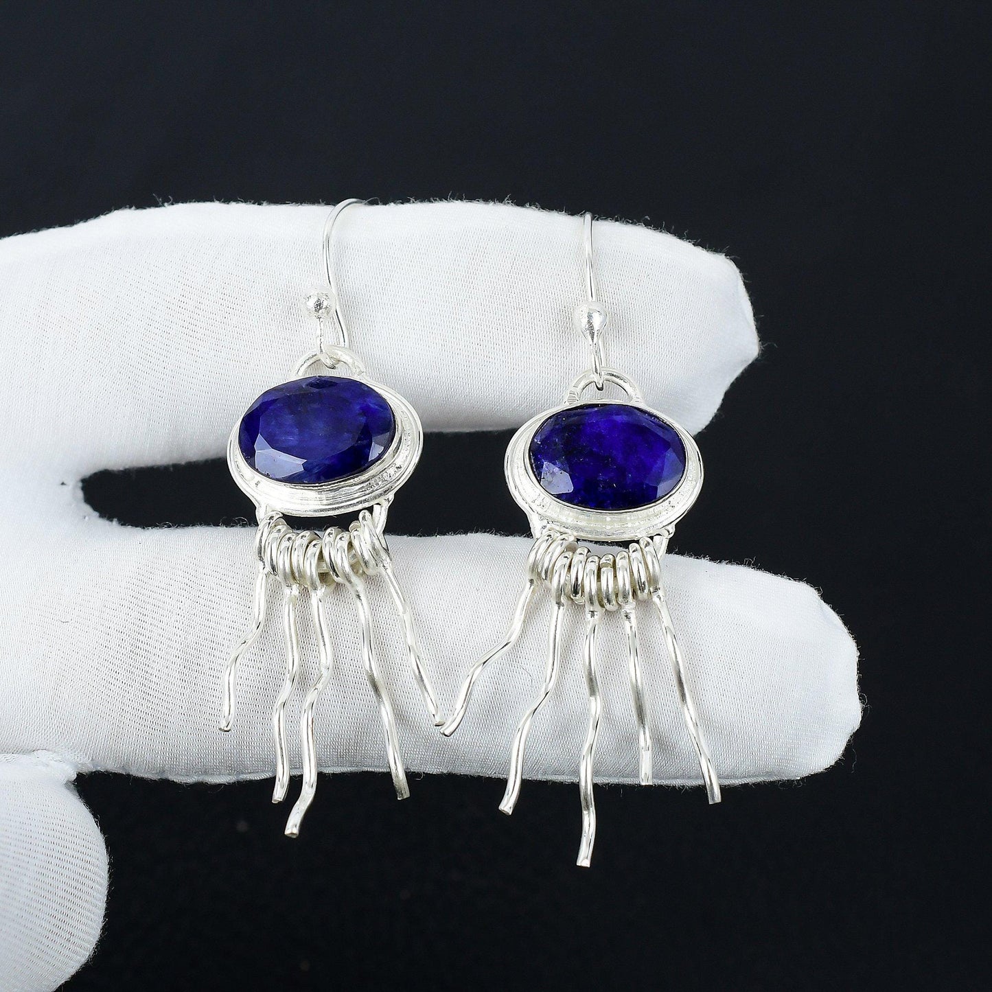 Blue Sapphire Gemstone Earrings