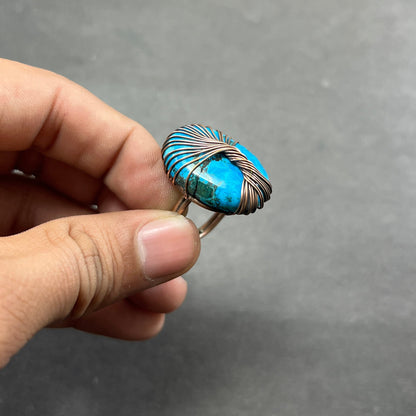 Turquoise Gemstone Copper Wire Ring
