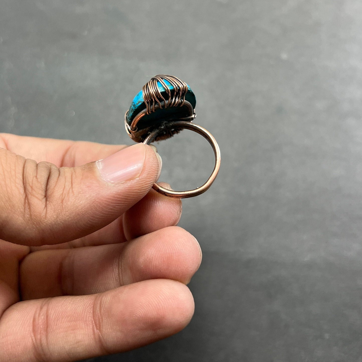 Turquoise Gemstone Copper Wire Ring
