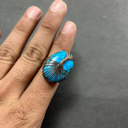 Turquoise Gemstone Copper Wire Ring