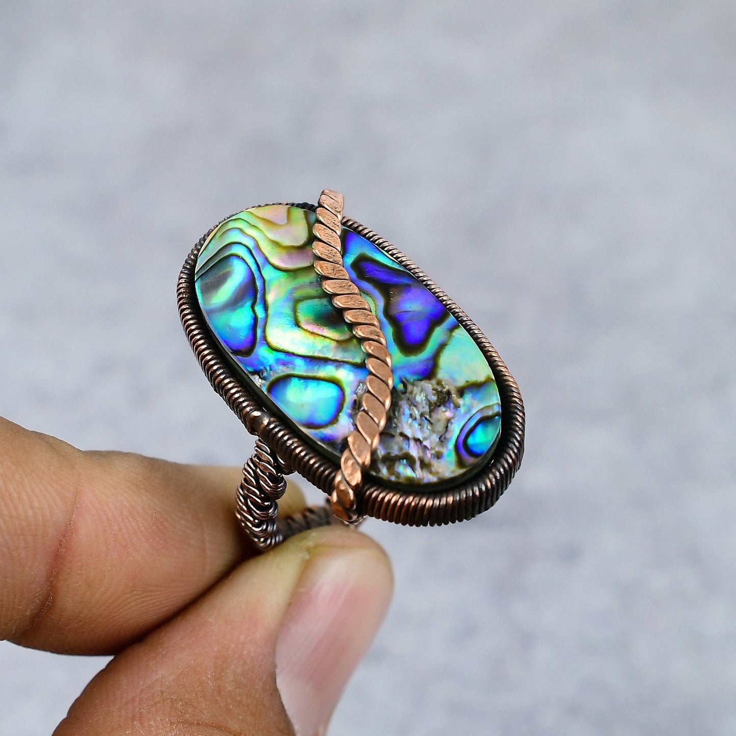 Copper Abalone Gemstone Ring