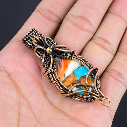 Orange Spiny Oyster Turquoise Gemstone Pendant