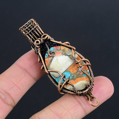 Orange Spiny Oyster Turquoise Gemstone Pendant