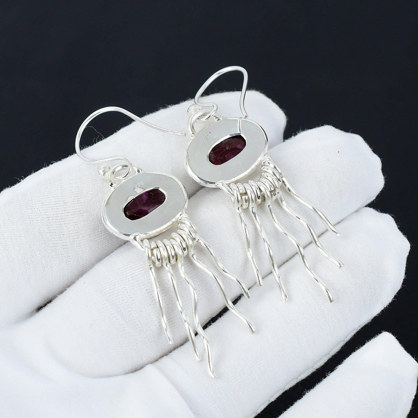 Red Ruby Gemstone Earrings