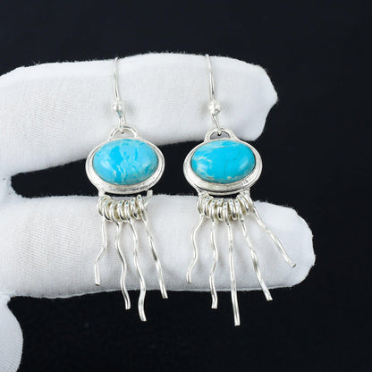 Blue Larimar Sterling Silver Earrings