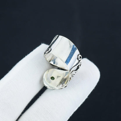 Green Chalcedony Double Stone Silver Ring
