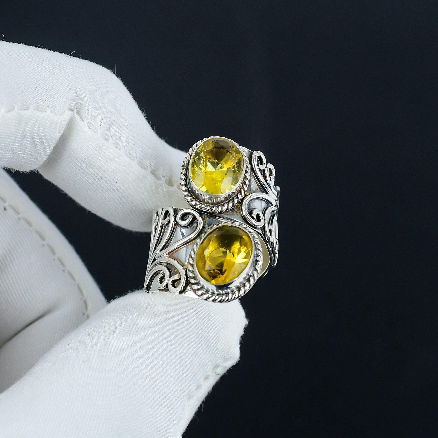 Yellow Citrine Gemstone Ring