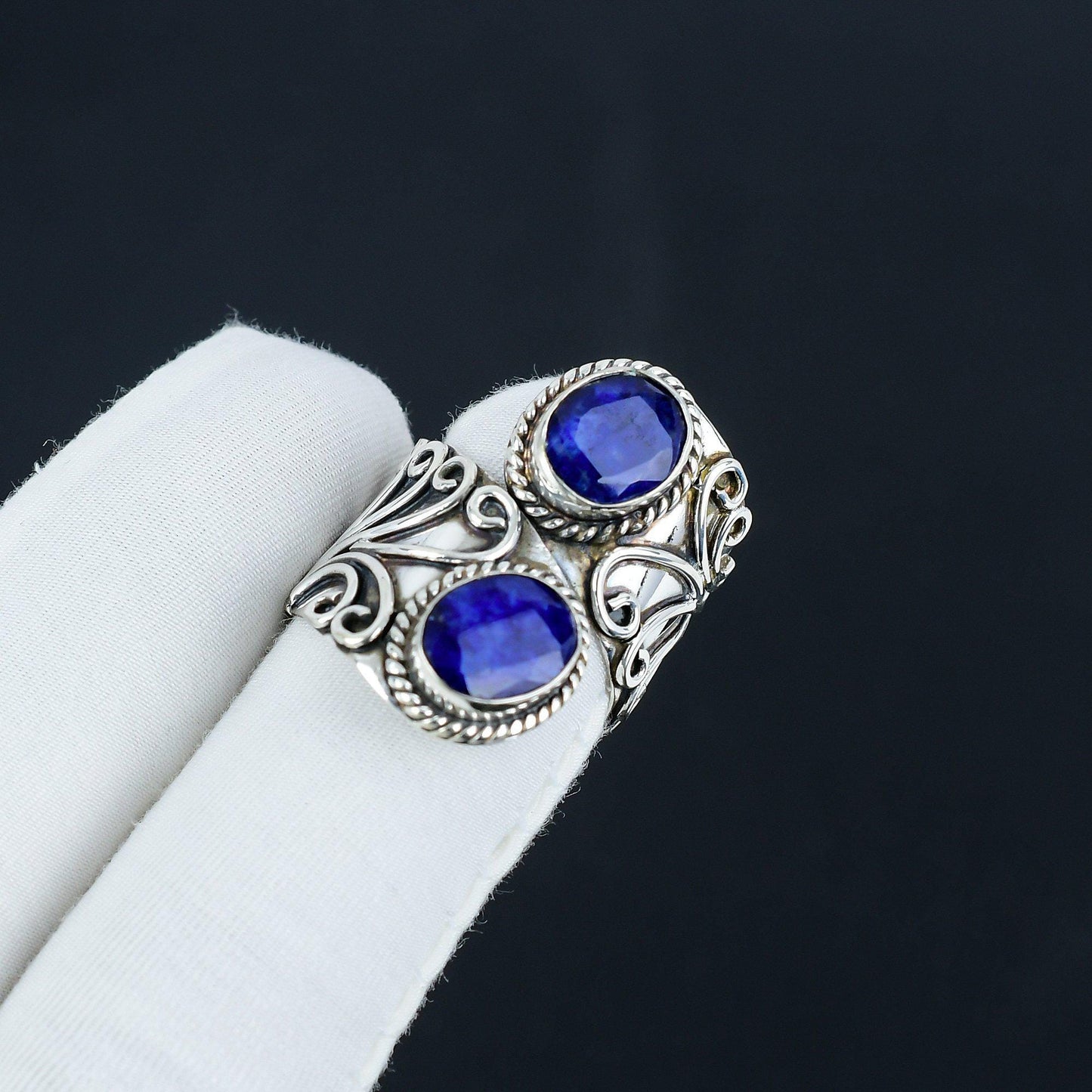 Blue Sapphire Sterling Silver Ring