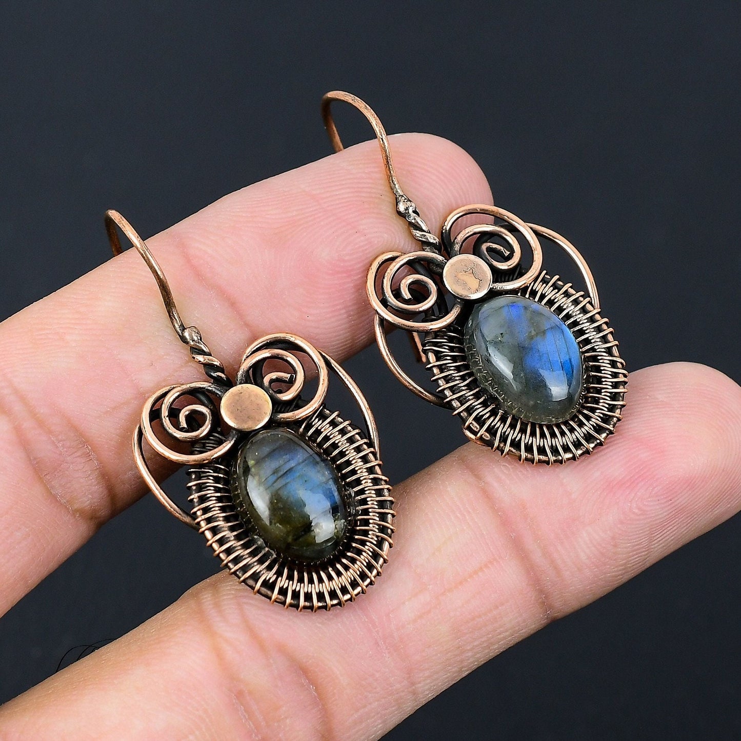 Blue Labradorite Gemstone Earrings