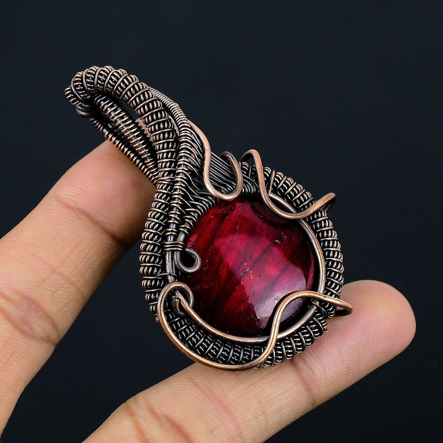 Red Fire Labradorite Gemstone Pendant