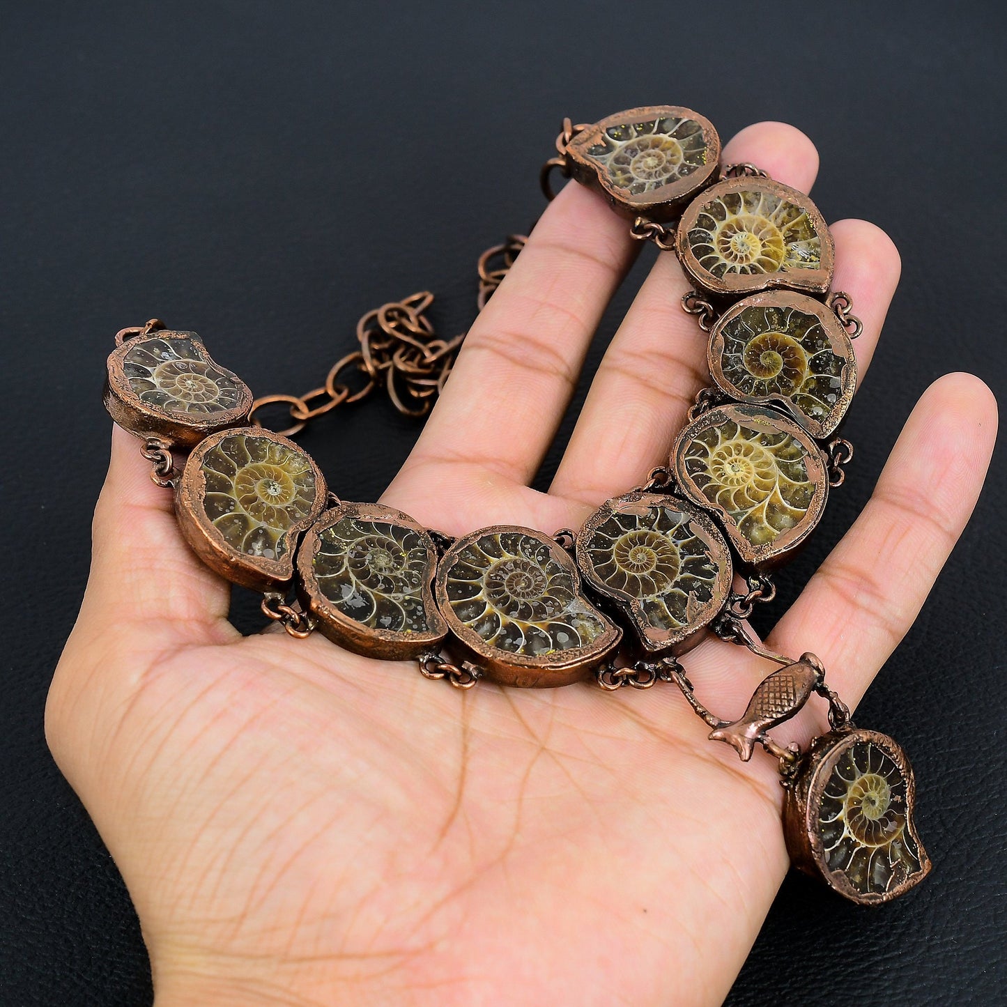 Copper Ammonite Gemstone Necklace