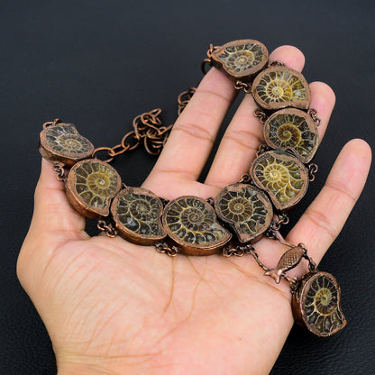 Copper Ammonite Gemstone Necklace