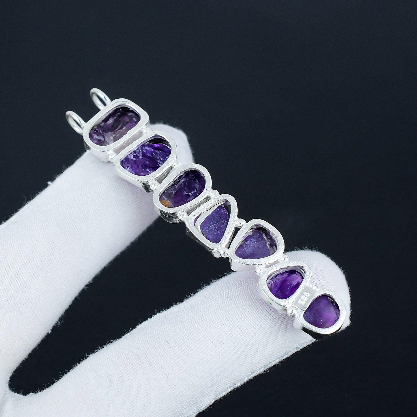 Purple Amethyst 7-Stone Rough Pendant Necklace