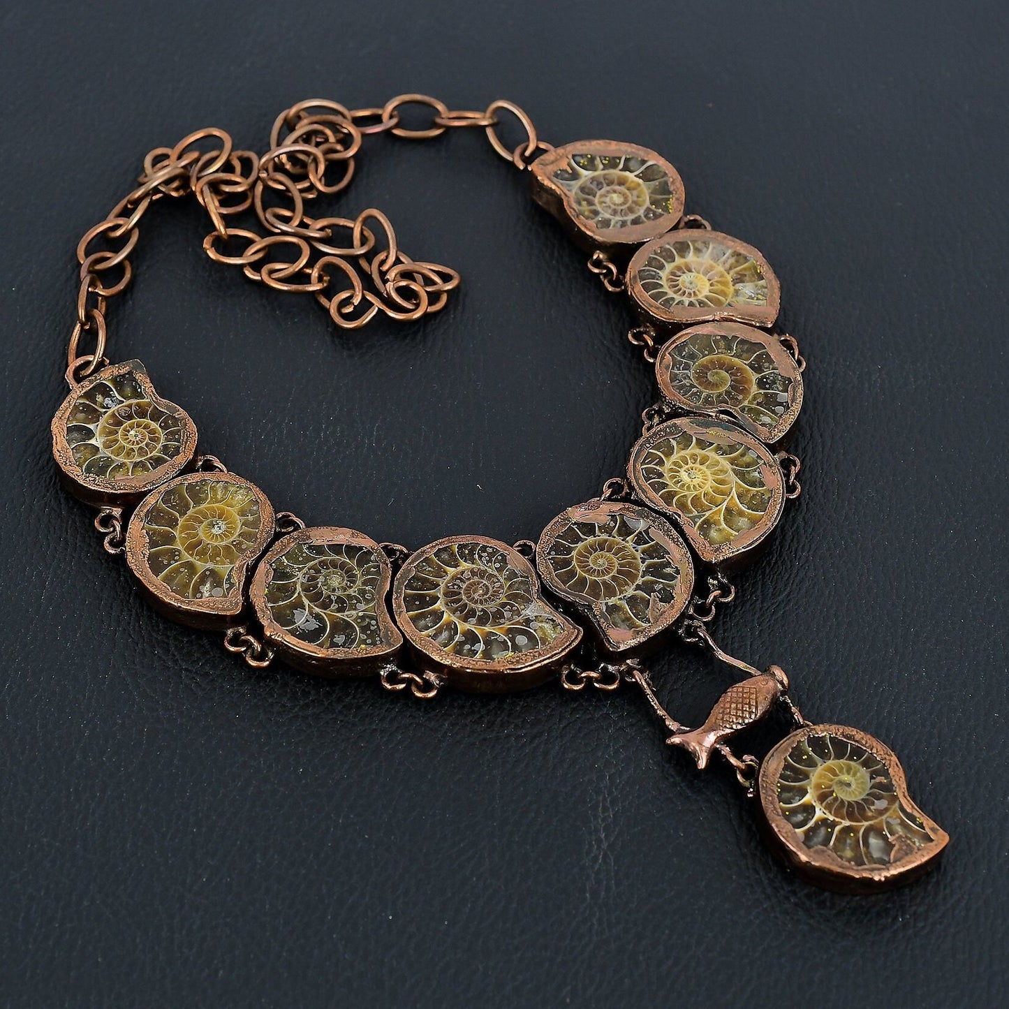 Copper Ammonite Gemstone Necklace