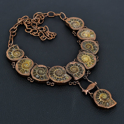 Copper Ammonite Gemstone Necklace