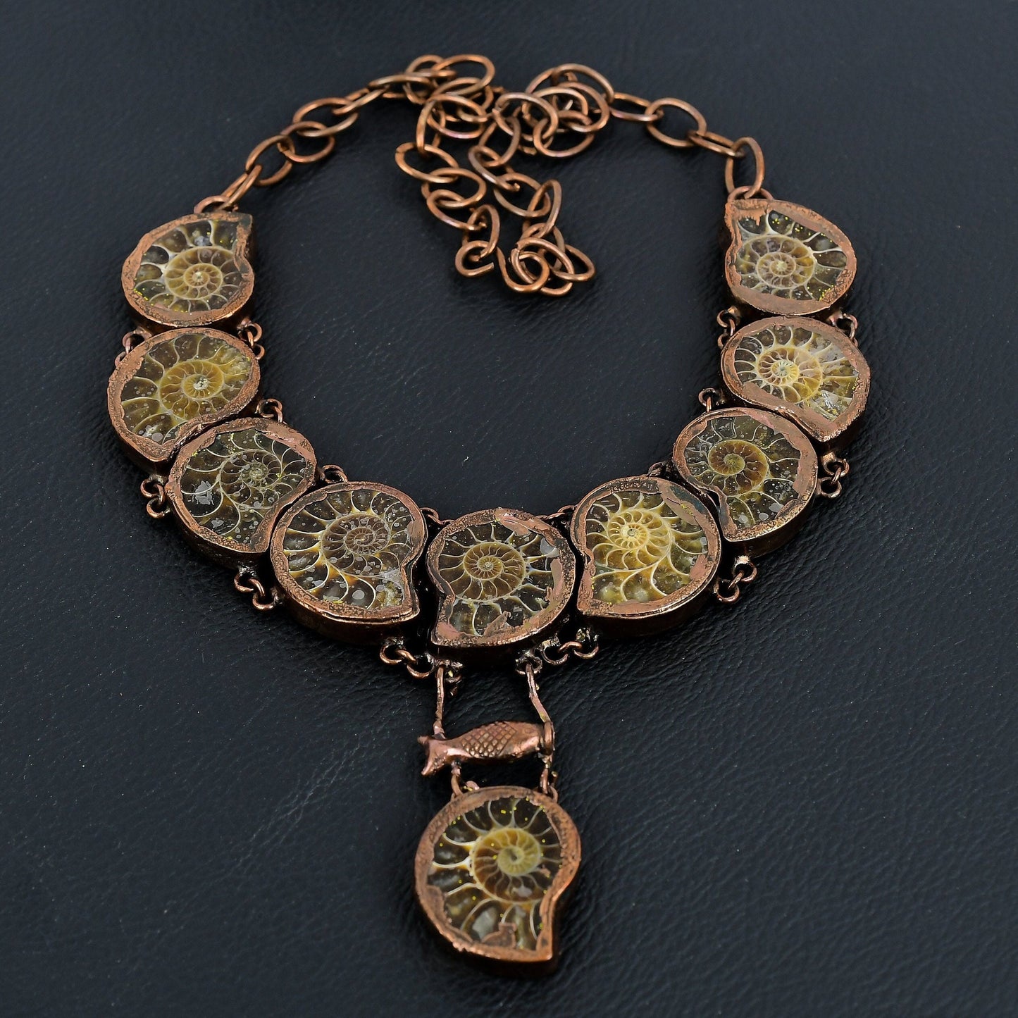 Copper Ammonite Gemstone Necklace