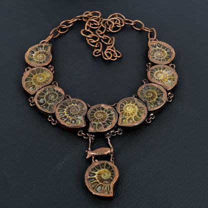 Copper Ammonite Gemstone Necklace