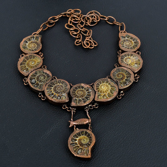 Copper Ammonite Gemstone Necklace