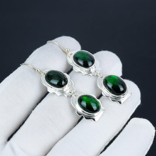 Green Labradorite Gemstone Earrings
