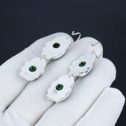 Green Labradorite Gemstone Earrings