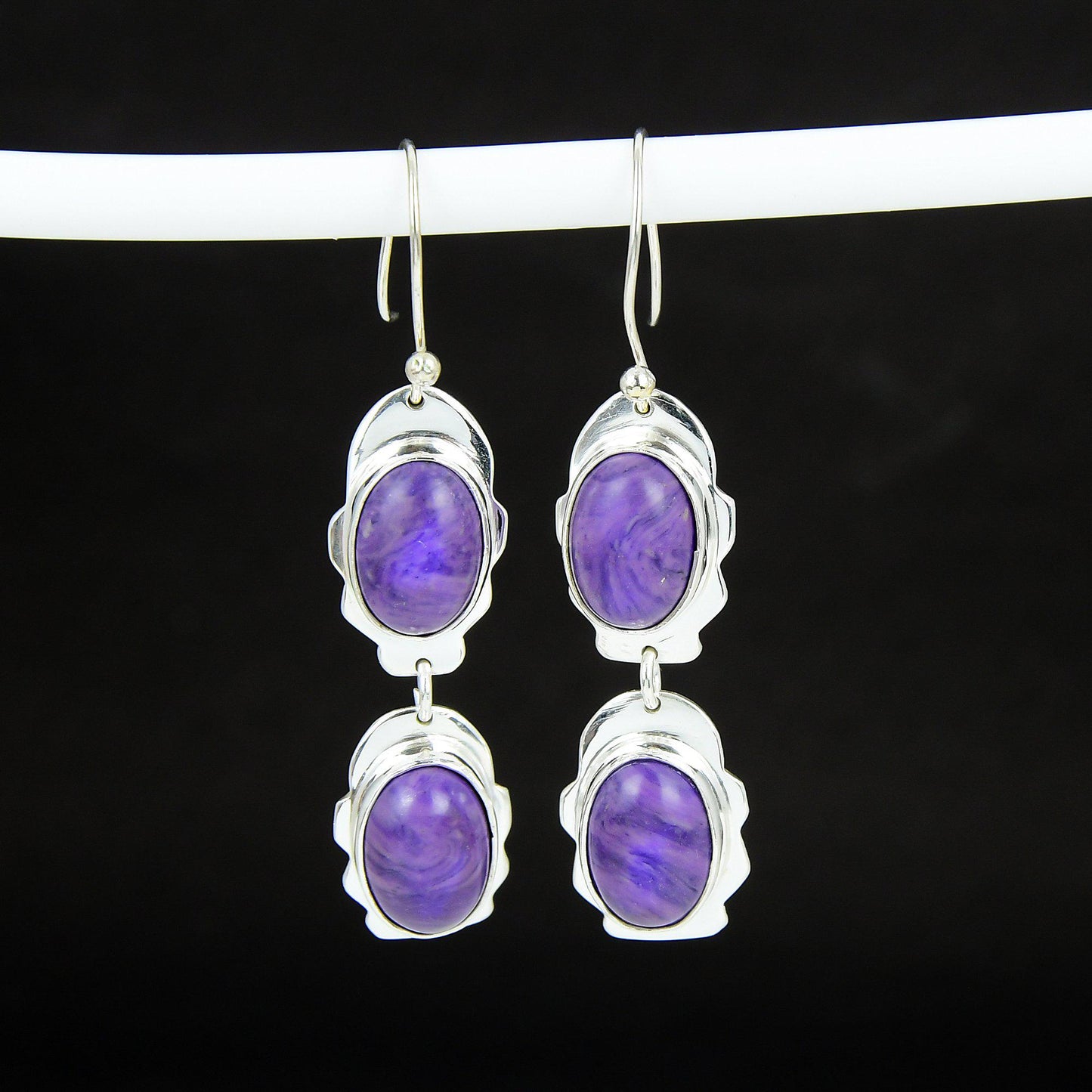 Purple Charoite Gemstone Earrings