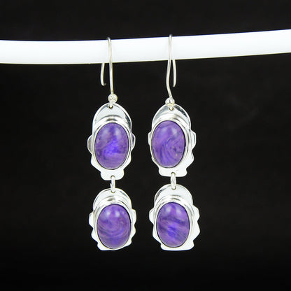 Purple Charoite Gemstone Earrings