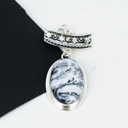 White Dendrite Opal Gemstone Pendant