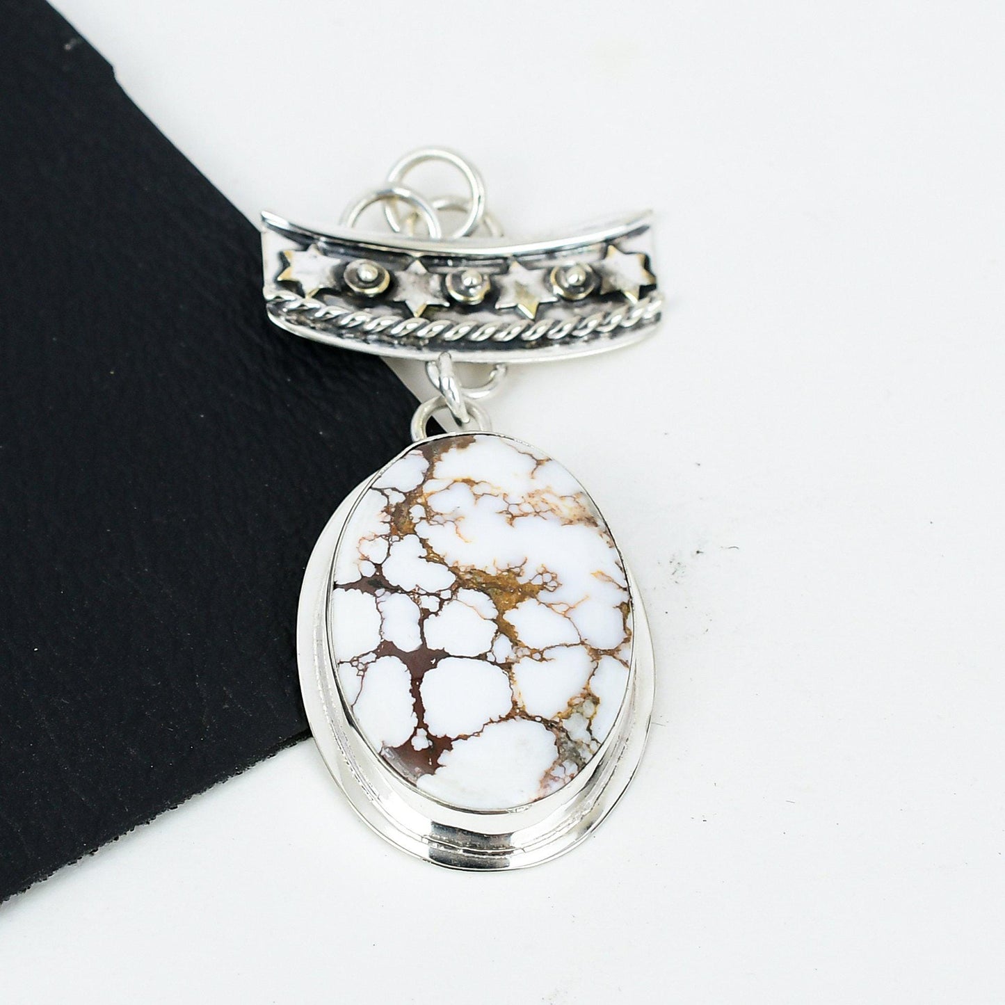 Brown & White Wild Horse Jasper Gemstone Pendant