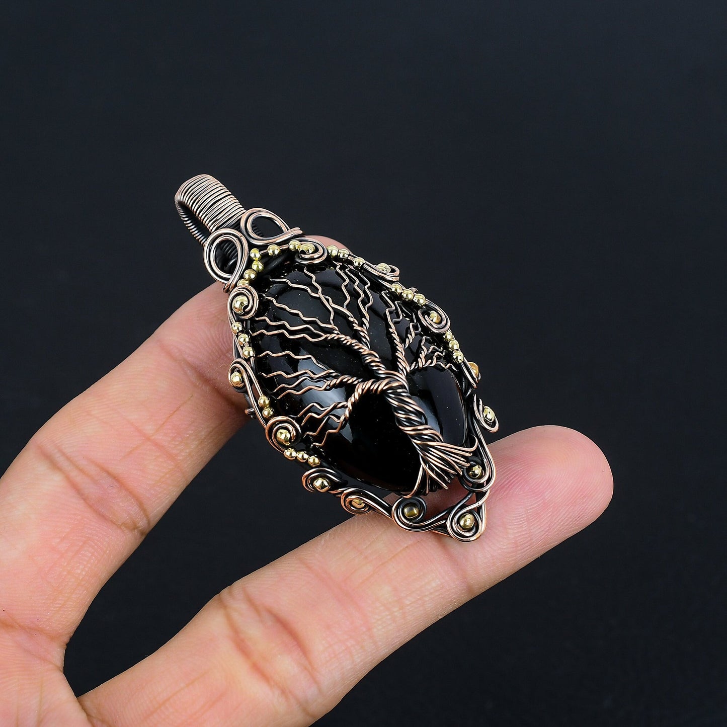 Black Obsidian Gemstone Pendant