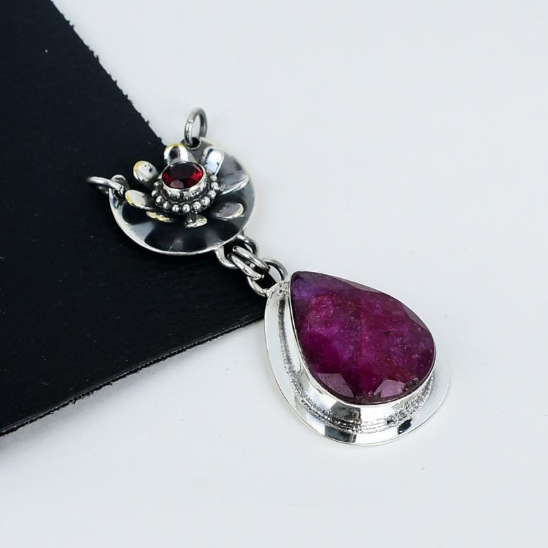Sterling Silver Pink Ruby Pendant