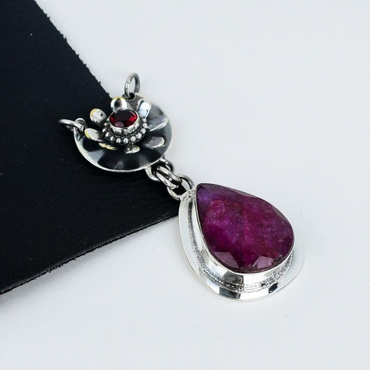 Sterling Silver Pink Ruby Pendant