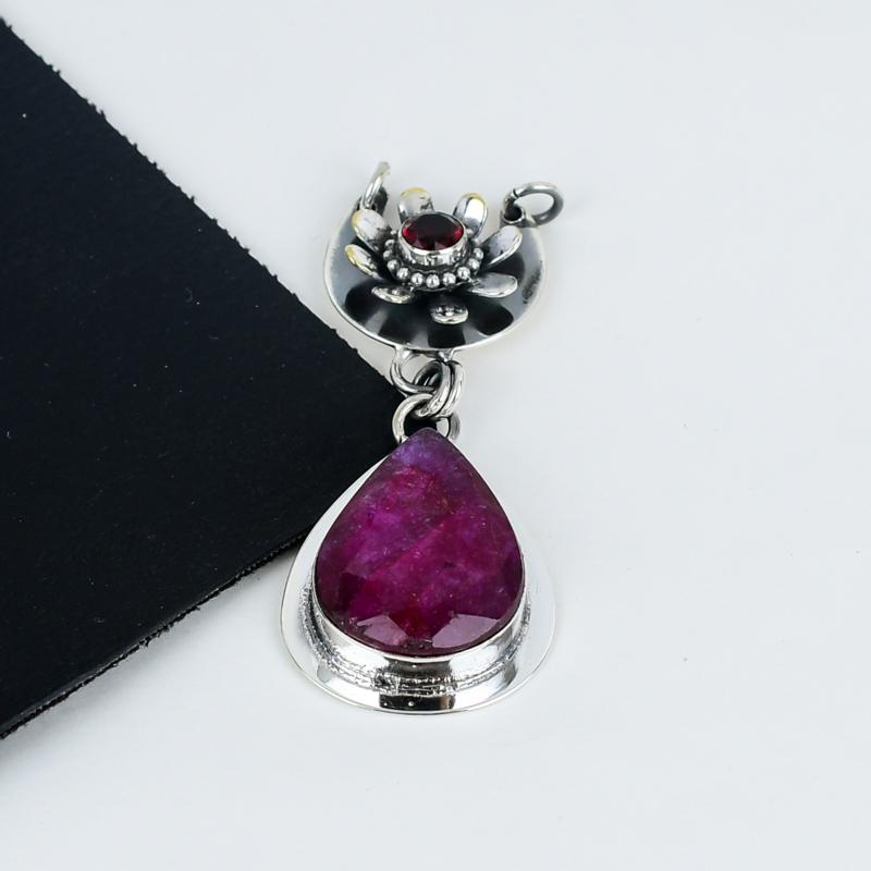Sterling Silver Pink Ruby Pendant