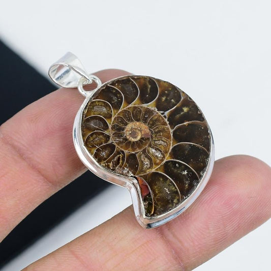Brown Ammonite Gemstone Pendant