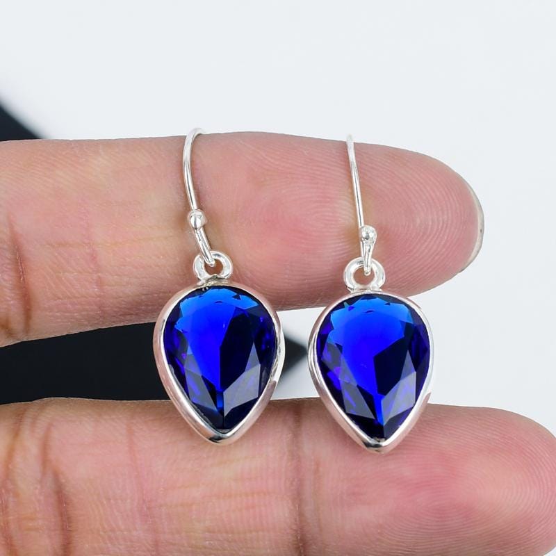 Blue Sapphire Gemstone Earrings