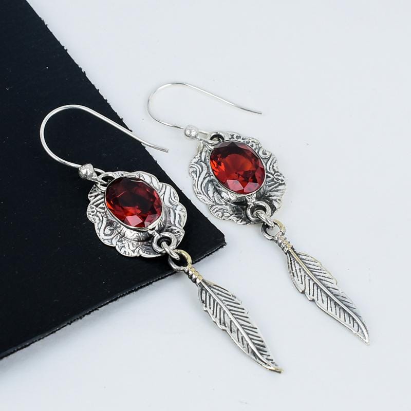 Red Garnet Gemstone Earrings