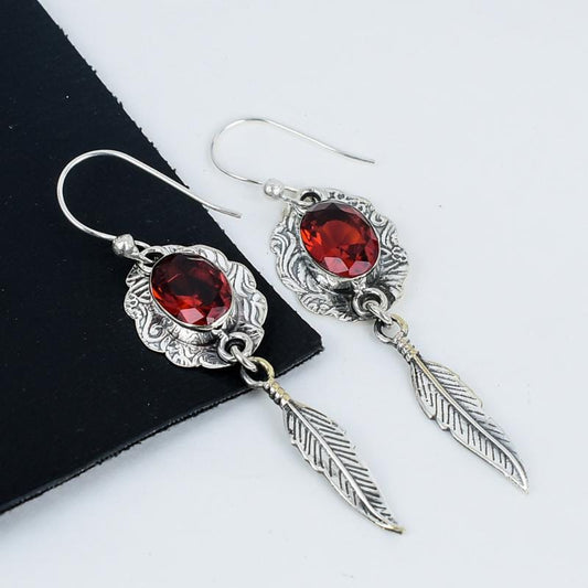 Red Garnet Gemstone Earrings