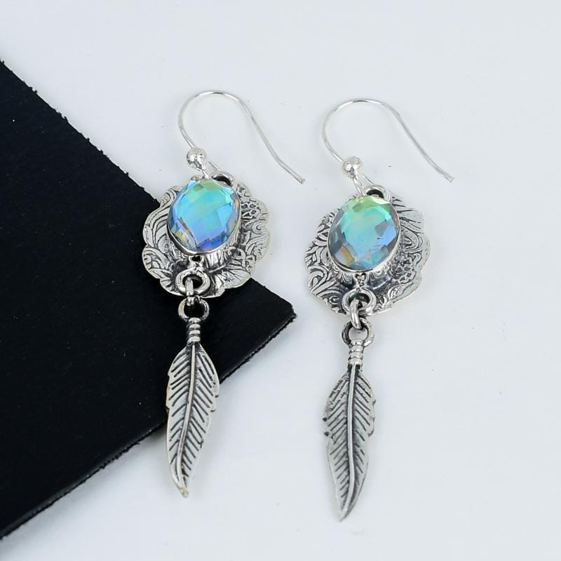 Rainbow Mystic Topaz Gemstone Earrings