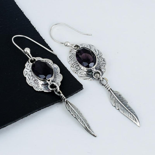 Purple Amethyst Sterling Silver Earrings