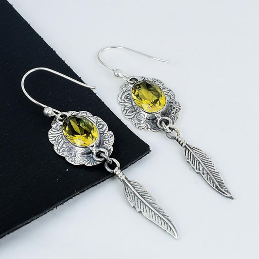 Yellow Citrine Gemstone Earrings